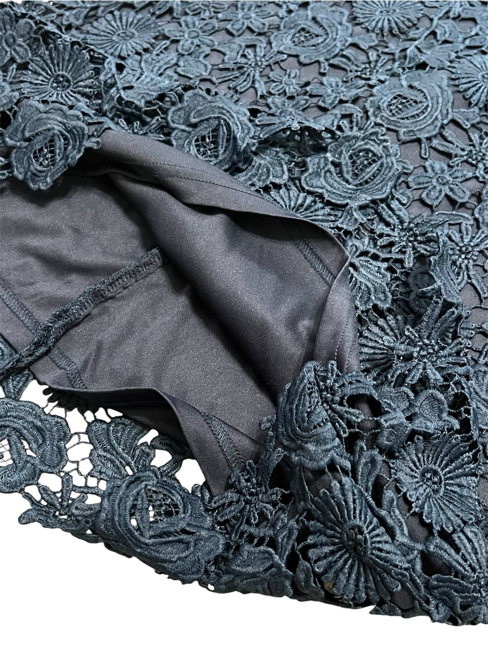 LULUS LOVE POEM NAVY BLUE LACE MINI DRESS size SMALL LIKE NEW lined back zip - Picture 7 of 11